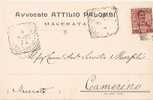 MACERATA - AVVOCATO ATTILIO PALOMBI -  TESTATINA AUTOGRAFA PUBBLICITARIA  - 1905 - Macerata