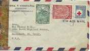 HONDURAS 1940's  CENSORED COMMERCIAL AIR COVER TEGUCIGALPA TO HOLLYWOOD  VARIOUS FRANKINGS - Honduras