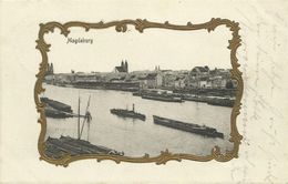 AK Magdeburg Ort Schiffe Passepartout Golddruck 1903 #44 - Maagdenburg