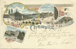 AK Chemnitz Mehrbild-Farblitho Kaserne Post 1899 #07 - Chemnitz