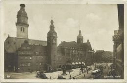 AK Chemnitz Markt Oldtimer Strassenbahnen 1930 #12 - Chemnitz