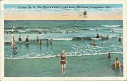 Postcard USA Milwaukee Lake Michigan Bathing Color 1935 #49 - Otros & Sin Clasificación