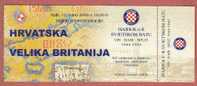 Football Match Of Military Teams CROATIA - GREAT BRITAIN ( Mint Ticket ) United Kingdom Hajduk Billet Soccer Futbol - Eintrittskarten
