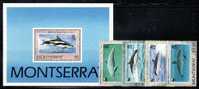 MONTSERRAT 1990 MICHEL NO: 786-789; BL.59  MNH - Delfines