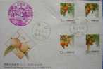 FDC Taiwan 1993 Fruit Stamps Persimmon Peach Loquat Papaya - FDC
