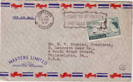 BERMUDA - 1954 - LETTRE PAR AVION De HAMILTON Pour Les USA (PHILADELPHIA) - OBLITERATION MECANIQUE - Bermuda