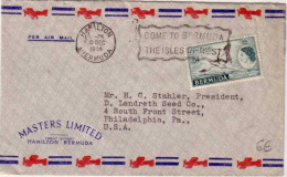 BERMUDA - 1954 - LETTRE PAR AVION De HAMILTON Pour Les USA (PHILADELPHIA) - OBLITERATION MECANIQUE - Bermudes