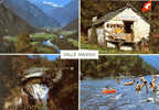GORDEVIO - Valle Maggia - Carte Multivues Avec Belle Animation, Baigneurs Dans La Rivière - Circulée En 1974, 2 Scans - Maggia