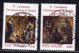 CITTÀ DEL VATICANO VATICAN VATIKAN 1991 CANONIZZAZIONE DI S.SANTA BRIGIDA SERIE COMPLETA COMPLETE SET USATA USED OBLITER - Used Stamps