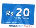 INDIA  - RELIANCE MOBILE, MAHARASHTRA  (GSM RECHARGE) - TOP UP VOUCHER (LITTLE CARD) - USED - RIF. 712 - Inde