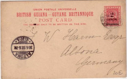 BRITISH GUIANA - 1892 - CARTE POSTALE (ENTIER POSTAL) De GEORGETOWN Pour ALTONA (ELBE - GERMANY) - Guayana Británica (...-1966)