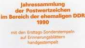 Jahr-Sammlung 1990 DDR 3295-3365 SST 220€ Plus BRD 1477-1487 Mit Ersttagsblättern 12x Ganzsachen  Stamps ETB Bf Germany - 1e Dag FDC (vellen)