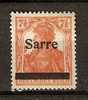 Germany (Saargebiet) 1920  7.1/2pf  (*) Mi.5b - Nuovi