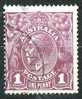 Australia 1918 King George V 1d Violet - Single Crown Wmk Used - Actual Stamp - Deep Violet Shade - SG57 - Used Stamps