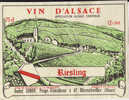 ETIQUETTE VIN D ALSACE BLANC RIESLING BLIENSCHWILLER 67 BAS RHIN  MISE BOUTEILLE PROPRIETE ANDRE SIMON VILLAGE EGLISE - Riesling