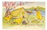 Poussins Campeurs  (scouts) - CPA - Tente Canadienne, Canoé : "Joyeuses Pâques" - Illustrateur - Movimiento Scout