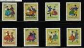 POLAND 1969 POLISH TRADITIONAL FOLK COSTUMES SET OF 8 NHM From Various Regions Including Mountains & Highlands Dancing - Unused Stamps