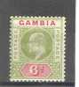 (SA0749) GAMBIA, 1906 (King Edward VII, 6 P., Olive Green And Rose). Mi # 47. Mint Hinged* Stamp - Gambie (...-1964)
