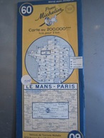 Carte Michelin N 60 : Paris-Le Mans, 1950 (au 2000.000 ème - 1 Cm Pour 2 Km) - Carte Stradali