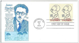 USA United States 1994 FDC James Thurber Writer Cartoonist Author - 1991-2000