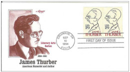 USA United States 1994 FDC James Thurber Writer Cartoonist Author - 1991-2000