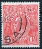 Australia 1924 King George V 1.5d Scarlet - Single Crown Wmk Used - Actual Stamp - SA - SG77 - Oblitérés