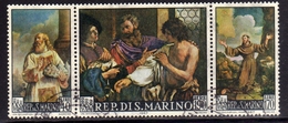 REPUBBLICA DI SAN MARINO 1967 DIPINTI DEL GUERCINO PAINTINGS TRITTICO SERIE COMPLETA COMPLETE SET USATA USED OBLITERE' - Used Stamps