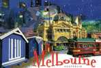 Australia Melbourne - Flinders Street Train Station, Tram And Beachhouses Unused - Melbourne