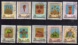 REPUBBLICA DI SAN MARINO 1968 STEMMI COAT OF ARMS ARMOIRIES SERIE COMPLETA COMPLETE SET USATA USED OBLITERE' - Gebruikt