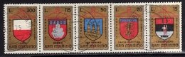 REPUBBLICA DI SAN MARINO 1974 TORNEO DELLA BALESTRA STRISCIA SERIE COMPLETA STRIP COMPLETE SET USATA USED OBLITERE' - Used Stamps