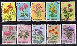 REPUBBLICA DI SAN MARINO 1971 FLORA FIORI FLOWERS FLEURS SERIE COMPLETA COMPLETE SET USATA USED OBLITERE' - Gebruikt