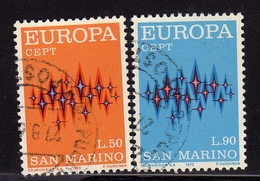 REPUBBLICA DI SAN MARINO 1972 EUROPA UNITA CEPT SERIE COMPLETA COMPLETE SET USATA USED OBLITERE' - Gebruikt