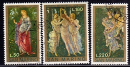 REPUBBLICA DI SAN MARINO 1972 ALLEGORIA DELLA PRIMAVERA DEL BOTTICELLI SPRING SERIE COMPLETA COMPLETE SET USATA USED OBL - Oblitérés