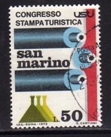 REPUBBLICA DI SAN MARINO 1973 STAMPA TURISTICA TOURISTIC PRESS LIRE 50 USATO USED OBLITERE' - Gebruikt