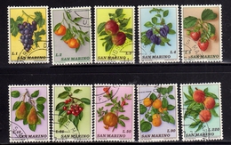 REPUBBLICA DI SAN MARINO 1973 FRUTTA FRUIT SERIE COMPLETA COMPLETE SET USATO USED OBLITERE' - Used Stamps