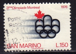 REPUBBLICA DI SAN MARINO 1976 OLIMPIADI DI MONTREAL OLIMPIADE GIOCHI OLIMPICI OLYMPIC GAMES LIRE 150 USATO USED OBLITERE - Gebruikt
