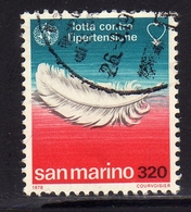 REPUBBLICA DI SAN MARINO 1978 LOTTA CONTRO L'IPERTENSIONE FIGHT AGAINST HYPERTENSION LIRE 320 USATO USED OBLITERE' - Used Stamps