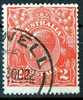 Australia 1918 King George V 2d Red- Bright Rose-scarlet - Single Crown Wmk Used - Actual Stamp - Off-centre  -SG63 - Usados