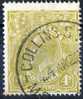 Australia 1924 King George V 4d Olive - Single Crown Wmk Used - Actual Stamp - Collins St, Off-centre - SG80 - Used Stamps