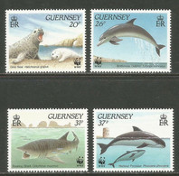 Guernsey 1990 MiNr. 497 - 500  Großbritannien-Guernsey Marin Mammal Dolphins Basking Shark WWF 4v  MNH** 6,00 € - Delfini