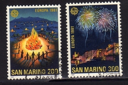 REPUBBLICA DI SAN MARINO 1981 EUROPA UNITA CEPT SERIE COMPLETA COMPLETE SET USATA USED OBLITERE' - Gebruikt