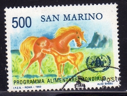 REPUBBLICA DI SAN MARINO 1983 PROGRAMMA ALIMENTARE MONDIALE WFP LIRE 500 USATO USED OBLITERE' - Used Stamps