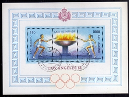 REPUBBLICA DI SAN MARINO 1984 OLIMPIADE LOS ANGELES GIOCHI OLIMPICI OLYMPIC GAMES BLOCCO FOGLIETTO BLOCK SHEET USED OBLI - Oblitérés