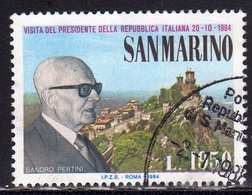 REPUBBLICA DI SAN MARINO 1984 VISITA DEL PRESIDENTE DELLA REPUBBLICA ITALIANA SANDRO PERTINI VISIT LIRE 1950 USATO USED - Usados