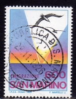 REPUBBLICA DI SAN MARINO 1985 BIRD FAUNA AVICOLA EMIGRAZIONE UCCELLI BIRDS LIRE 600 USATO USED OBLITERE' - Oblitérés