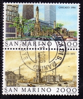 REPUBBLICA DI SAN MARINO 1986 CHICAGO 1870 SERIE COMPLETA COMPLETE SET USATA USED OBLITERE' - Gebraucht