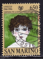 REPUBBLICA DI SAN MARINO 1986 UNICEF LIRE 650 USATO USED OBLITERE' - Used Stamps