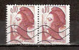 Timbre France Y&T N°2179x2 (01) Paire Obl. Liberté De Gandon. 10 C. Rouge-brun. Cote 0.30 € - 1982-1990 Vrijheid Van Gandon