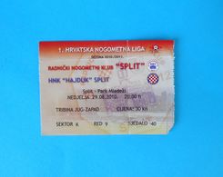 RNK SPLIT V HAJDUK Split - 2010. Croatia Premier League Football Match Ticket Billet Soccer Fussball Calcio Kroatien - Eintrittskarten