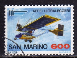 REPUBBLICA DI SAN MARINO 1987 AEREI ULTRALEGGERI ULTRA-LIGHT AIRCRAFT AÉRONEF ULTRA-LÉGER LIRE 600 USATO USED OBLITERE' - Gebraucht